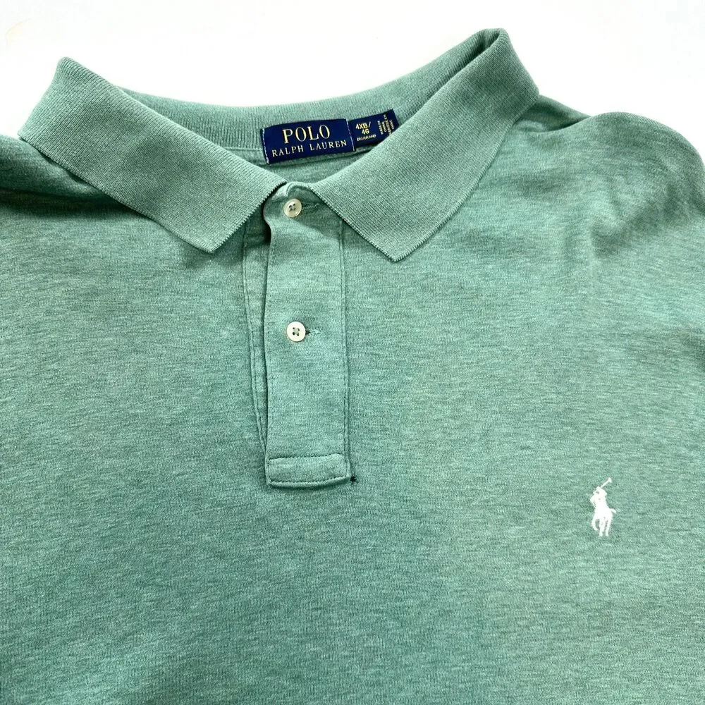Polo Ralph Lauren Polo Shirt Short Sleeve Cotton Mens 4XB Green Pony Logo SEE